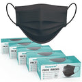 [Pack Of 250] Black Disposable Face Mask, 3-Ply Adult Masks, Facial Cover with Elastic Earloops For Home, Office, School, and Outdoors
