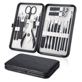 Professional Stainless Steel Nail Clipper Travel & Grooming Kit Nail Tools Manicure & Pedicure Set of 18pcs with Luxurious Case (Black/White)
