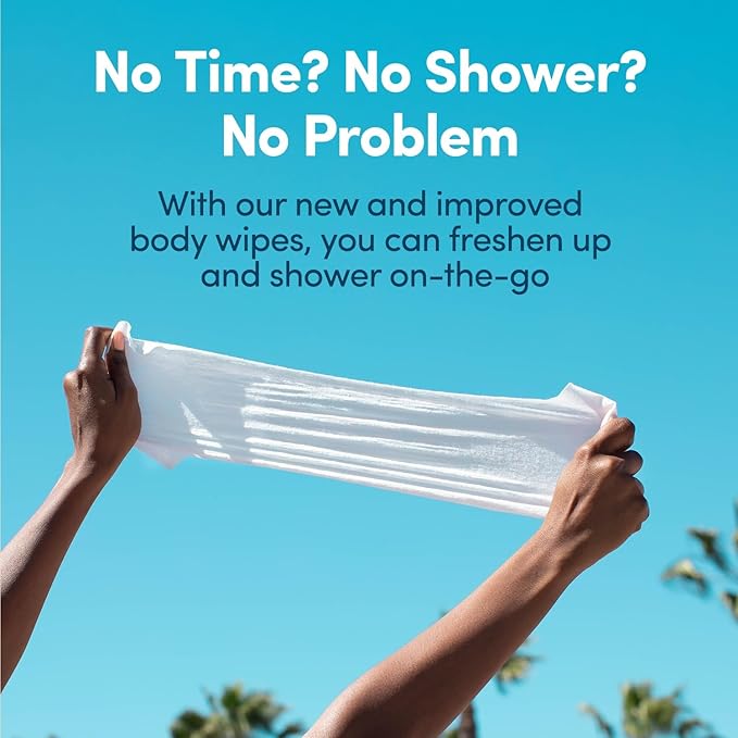 YUNI Beauty Large Body Wipes (Rose Cucumber, 12 Count) Soft Moist Showerless Wipe, Cleanse & Deodorize Waterless Travel Body Cleanser, Biodegradable Individually Wrapped Body Wipe for Camping or Gym
