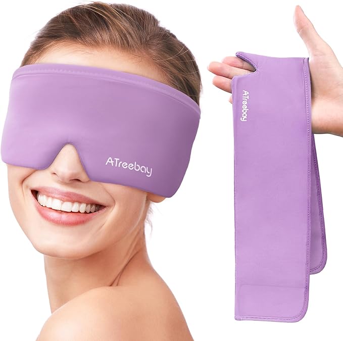 Cooling Eye Mask, Cold Eye Mask for Puffiness, Reusable Ice Eye Masks for Dark Circles And Puffy Eyes, Relieve Your Migraines and Headaches with Gel Eye Masks Therapy, Long-Lasting Comfort, PurPle