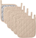 Kitchen Pot Holders Set Heat Resistant Pure Cotton Potholders Kit Trivets Large Coasters Hot Pads Terry Pot Holders for Everyday Cooking and Baking by 7 x 7 Inch Set of 6 Dark Beige