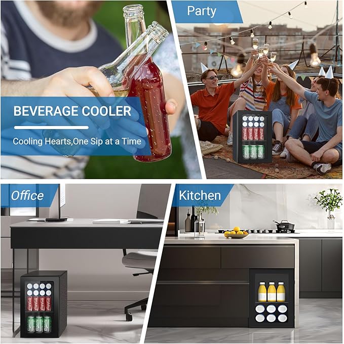 Compact Freestanding Beverage Refrigerator, 25 Can/0.95 Cubic Feet Mini Fridge with Front Door for Soda, Beer or Wine, Under Counter Small Refrigerator with Adjustable Shelves