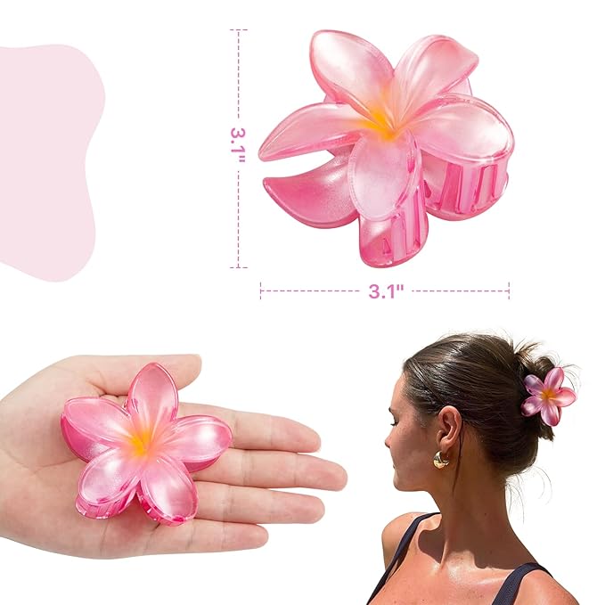 Hawaiian Flower Hair Claw Clips for Women, Hibiscus Hair Clips, Cute Summer Beach Hair Accessories