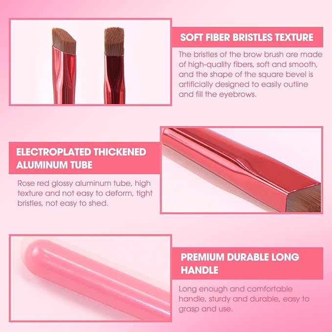2PCS Multi-function Eyebrow Brush Make Hair Like Strokes at All, Eye Brow Concealer Contour Brush, Professional Square Angled Eyebrow Brush for Eye Brow Makeup