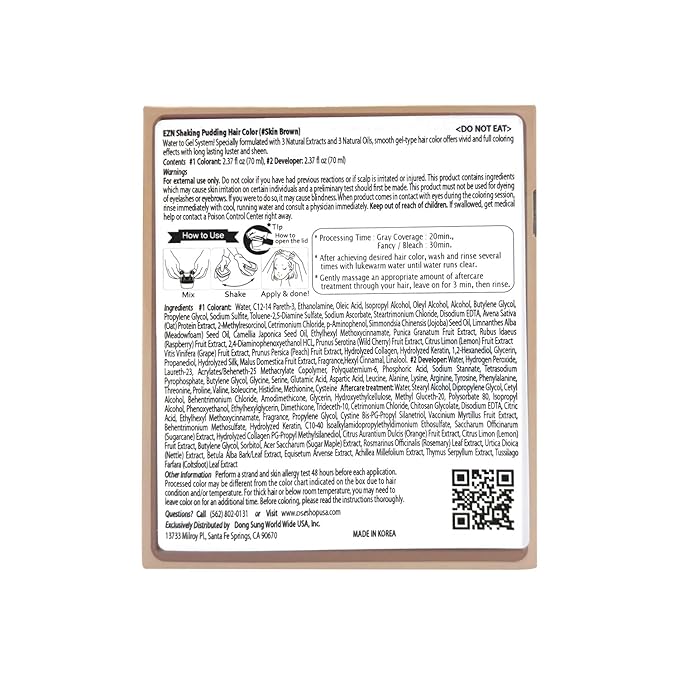 eZn Pudding Hair Dye for Sensitive Scalps – (Mute Skin Brown) | No-Drip, Ammonia-Free, Long-Lasting Semi-Permanent Hair Color with Keratin for Gentle Gray Coverage at Home