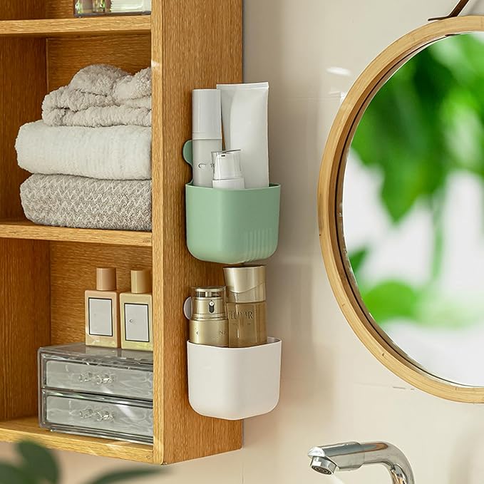 MORNITE Magnetic Cup Pen Holder Storage Rack, Magnetic Basket Locker Organizer for Pen, Holder for Laundry, Board, Desks, Dresser, Green