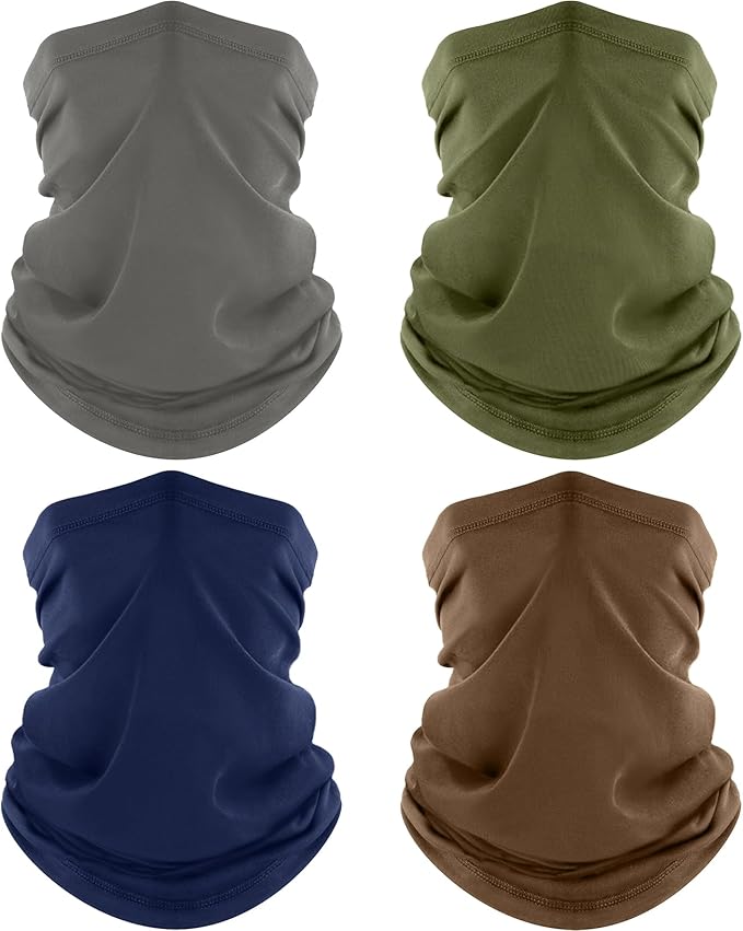 4 Pack Neck Gaiter, Cooling Breathable Face Mask UV Protection Scarf Hiking Bandana for Men/Women