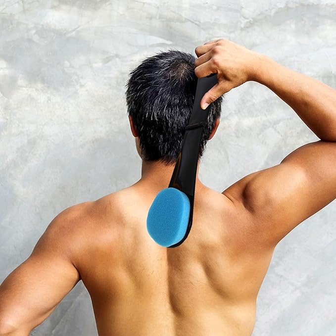 Back Lotion Applicator, Lotion Applicator, Sunscreen Applicator Features Foldable Portable Design with Non-Slip Handle, Lotion Applicator for Back Self Men and Women (Blue)