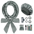Satin Heatless Curls Overnight Hair Curlers to Sleep In Hair Curler Rollers No Heat Hair Wrap for Curls Headband, 70" Satin Heatless Curling Rod Set for Women Long Waves Hair Volume -Grey 9 PCS