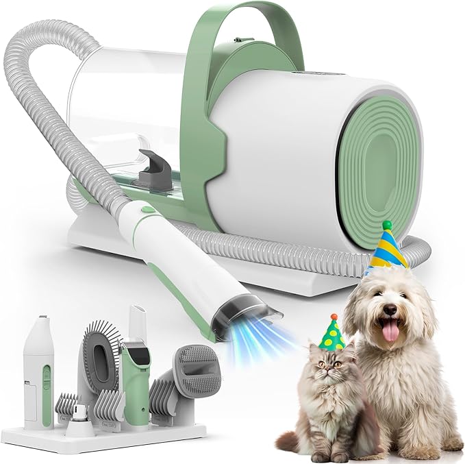 Dog Grooming Vacuum, Pet Grooming Kit with Clipper Nail Trimmer Grinder, 2.5L Dust Cup 7 Grooming Tools 11000Pa Dog Hair Vacuum for Shedding Grooming, Home Cleaning, PG50 Plus