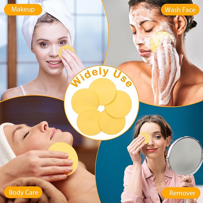 360+1 Count Compressed Facial Sponges, Luxiv Round Face Sponge Professional Compressed Makeup Removal Sponges for Estheticians Wash Face Sponge Compress Exfoliating Spa Pads With Portable Case