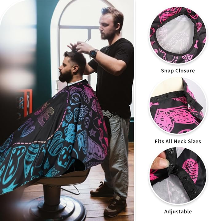 Professional Hair Cutting Cape with Neck Duster Brush, Waterproof Salon Barber Cape with Snaps, Barber Accessories