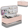 Travel Carrying Case Fits for Shark Flexstyle/FlexFusion/Hair Dryer,2-Layer Hot Tools Bag Fits for Shark Glam,Portable Hair Tools Bag Fits for Dyson Airwrap Styler/Supersonic,Light Pink+Grey