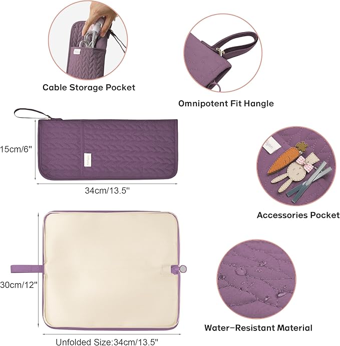Hot Tools Organizer Heat Resistant Mat Case Hair Tools Holder Travel Bag Portable Hair Styling Tools Cover Pouch for Curling Iron,Flat Iron,Hair Straightener (Purple)