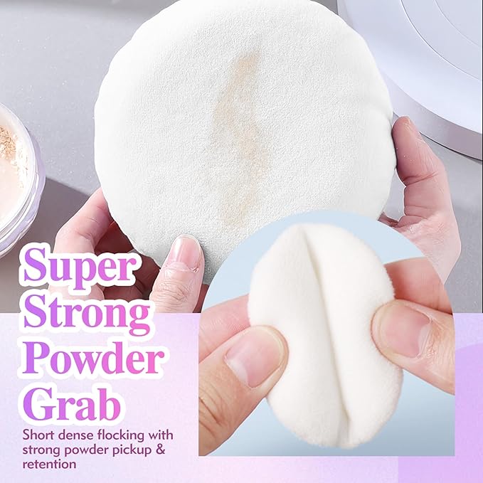 2pcs 4.13 Inch Powder Puffs Large Loose body powder puff, White Soft Velour makeup puff