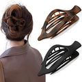 2 PCS Large Flat Hair Clips for Women, French Concord Lay Down Flat Claw Clips for Thick Thin Hair, Comfortable Curved Flat Clip, Matte Non-slip Strong Hold Hair Accessories, Tortoise & Black