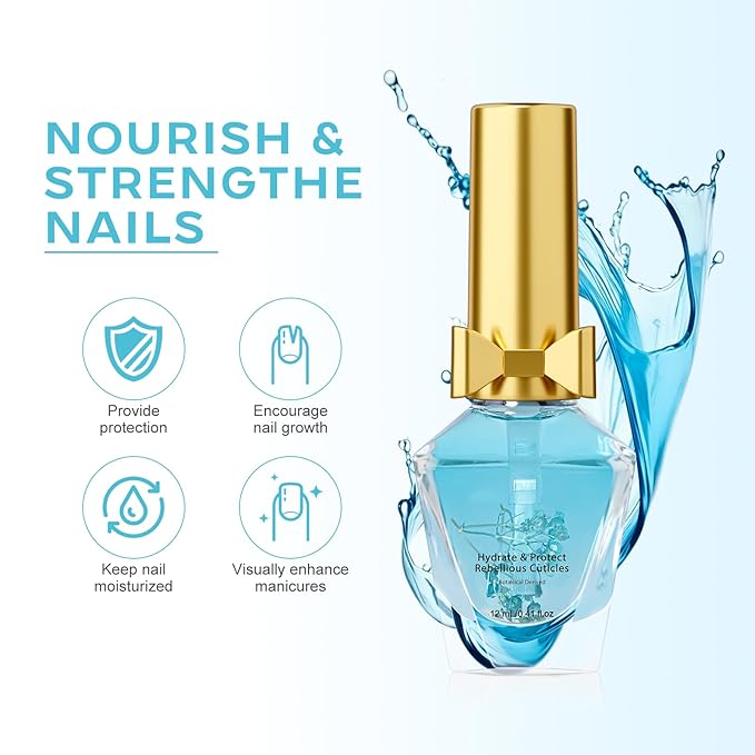 Cuticle Oil, Scented Cuticle Nail Oil Infused with Flowers, Hydrates, Moisturizes, Strengthens, Repairs, Revitalizing Cuticle Oils for Nails Damage Dry Cuticle, Jasmine, 12ml