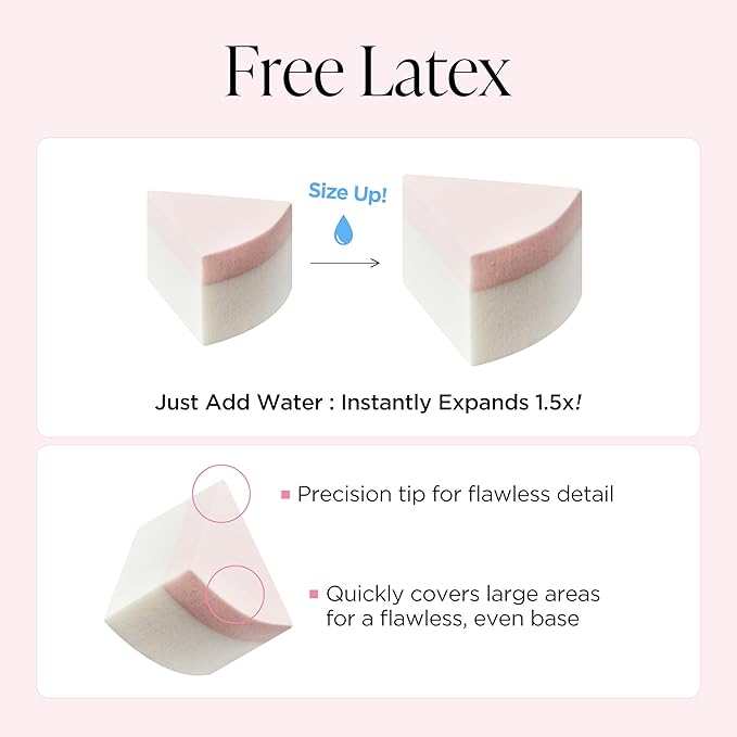 Piccasso Latex Round Makeup Sponges 6P – Hydrophilic Foundation Sponges for Makeup, Dewy & Matte Finish, Triangular Face Sponges for Precise Blending, Ideal for Base Makeup Application