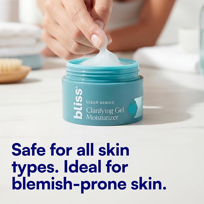 Bliss Clear Genius Clarifying Gel Moisturizer with CLARITY 5 Complex | Salicylic Acid, Niacinamide & Witch Hazel for Blemish-Prone Skin, 1.7 fl oz