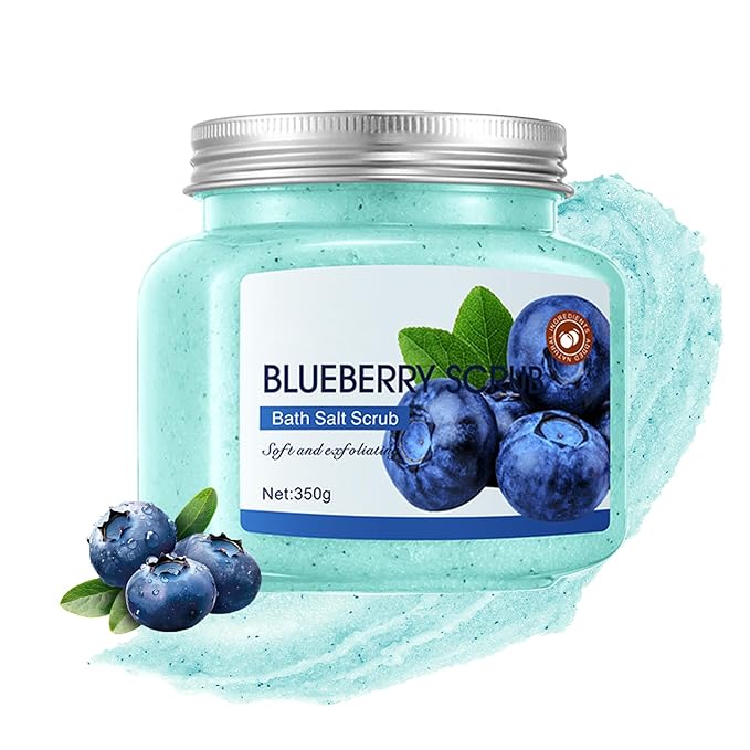 Blueberry Body Exfoliator, Deep Cleaning Exfoliating Body Scrub, Moisturizing Nourishing Salt Rose Body Scrub, 350 g