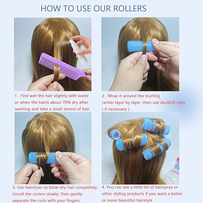 ZMD 18Pcs Self Grip Small Hair Curlers, Plastic Heatless Salon Dressing Rollers DIY Curly Hair Accessories for Women Girls Short Medium Hair (0.8 x 2.4 Inch)