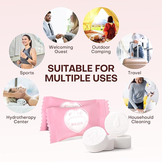 Compressed Towel Tablets 100 Count Disposable Face Towel Individually Wrapped 9×7.5 Inch Portable Washcloths Compact Cloths for Travel Essentials Camping Hotel Makeup Removal Cleaning (Pink)