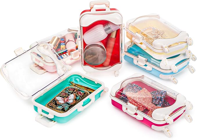 Yopay 12 Pack Mini Suitcase Candy Box, Tiny Gift Packaging Box for Girls Birthday Party, Wedding, Family Vacation, Jewelry, False Eyelashes Storage, 6Color