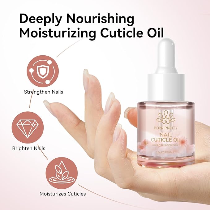 Born Pretty Cuticle Oil for Nails 20ML Cuticle Nail Oil Infused with Real Flowers,Repairs Cuticles Overnight,Moisturizes and Strengthens Nails and Cuticles,Fast Soothing Deep Nourishment