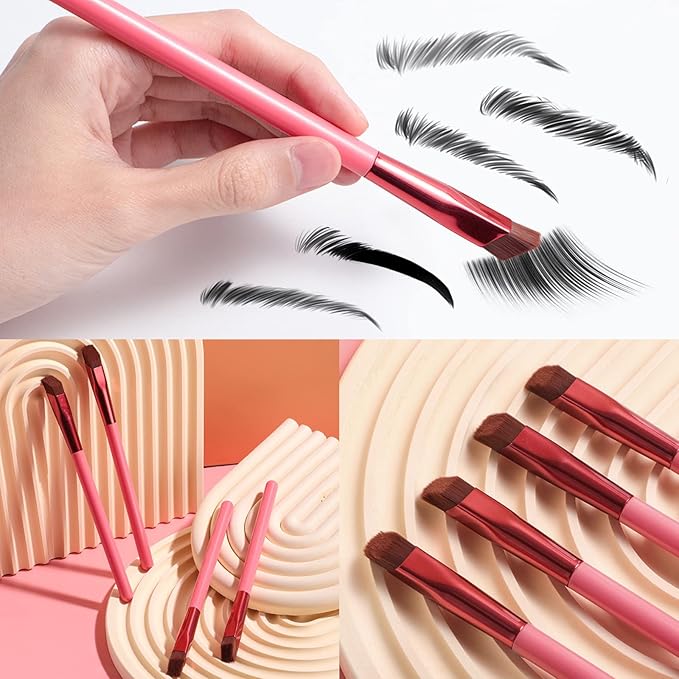 2PCS Multi-function Eyebrow Brush Make Hair Like Strokes at All, Eye Brow Concealer Contour Brush, Professional Square Angled Eyebrow Brush for Eye Brow Makeup