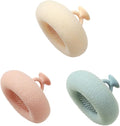 Soft Sunflower Bath Ball with Suction Cup Hook, 3D Textured Mesh Exfoliating Bath Sponge Cleaning Brush，New Silicone Massage Center for Deep Cleansing (Off-White+Flesh Pink+Light Cyan)