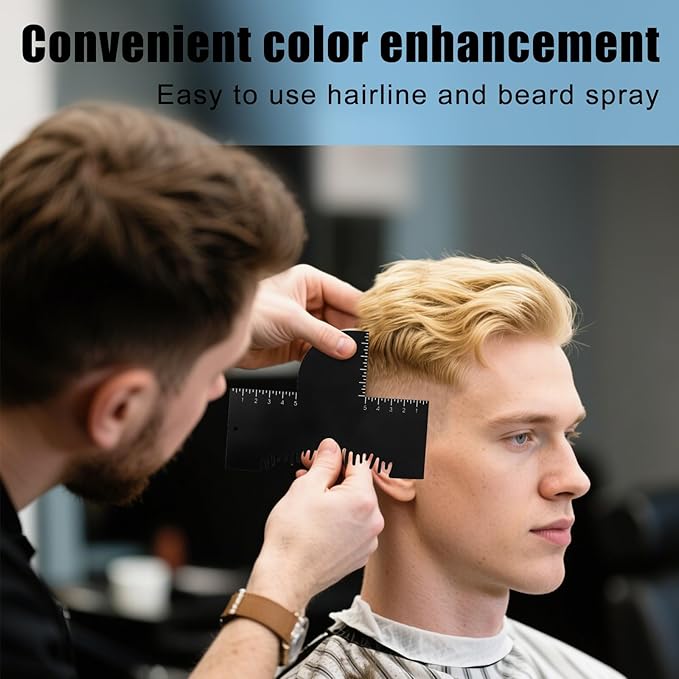 2pcs Barber Enhancement Cards with Measurement Indicators, Reusable Hairline & Beard Shaping Tool Color Spray Edge Alignment Tool for Men's Beard & Hair Styling (Black)