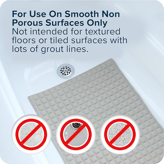 SlipX Solutions Pillow Top Cushioned Bath Mat, Non Slip Comfort Underfoot, 700 Air-Filled Pillows, Soft Shower Mat, Strong Suction Cups, Gray