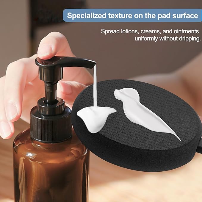 FY&XZH Lotion Applicator for Back, Feet & legs, Long Plastic Handle Moisturizer Cream, Self Tanning, Sunscreen, Ointment, Medicine Back Applicator for Elderly Men or Women with 4 Washable Pads (Dark)