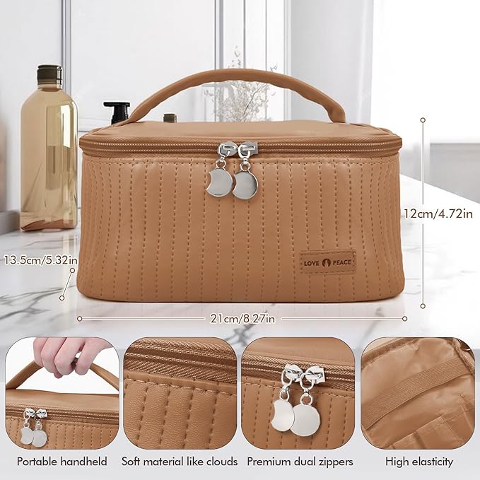 Makeup Bag Travel Cosmetic Bag, Large Capacity Makeup Organizer Bag and Storage, Portable PU Leather Pouch Toiletry Bag Make up Organizer, Cosmetic Bags for Women