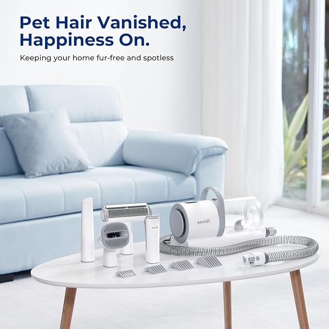 Pecute Dog Grooming Vacuum for Heavy Shedding, Quiet(55dB) 4-in-1 Pet Grooming Kit for Nervous Dogs & Cats, 12000Pa Dog Vacuum Brush for Shedding with Clipper, 1.5L Dust Cup, Home Grooming & Cleaning