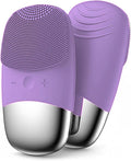 MEGAN Facial Cleansing Brush,USB Rechargeble Electric Silicone Face Scrubber,IPX7 Waterproof Sonic Facial Massager, 3 in 1 face Brush for Deep Cleanning, Blackhead Remover, Exfoliating. (Purple)
