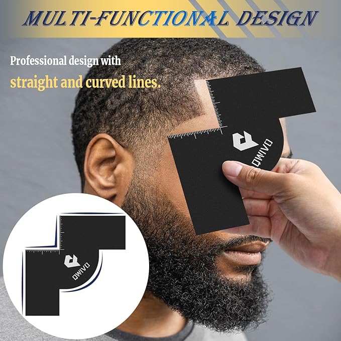 Color Enhancement Barber Card with Measurement indicators, Easy to Clean Hairline Maker for Barber Shape, Reusable Beard Line Up Tool, Color Spray Edge Hair Liner Card (Black-B)
