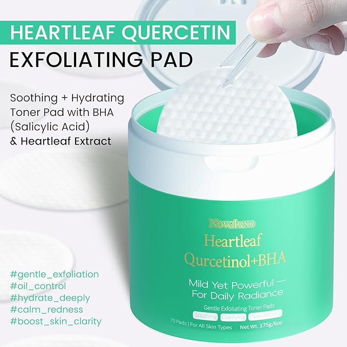 Novaluxe Face Cleansing Pads for Face Wash, Foaming Exfoliating Pads with BHA & Heartleaf, Deep Pore Cleansing & Oil Control, Rinse-Off Facial Pads Alternative to Toner Pads, 70 Count