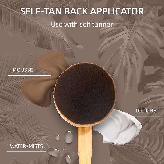 Self-Tan Back Applicator, Back Brush For Applying Self-Tan, Long Handle For Controlled Sunless Tanning, Eco Friendly Back Tanning Applicator, Vegan, & Cruelty Free, 1 Count