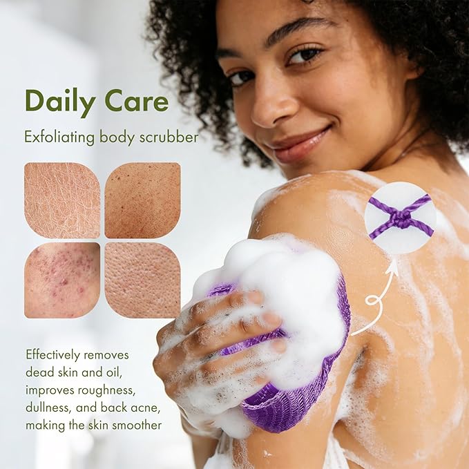 African Net Sponge Authentic, 47 inches Exfoliating Body Scrubber, Back Scrubber for Shower, African Bath Sponge with Knots, Durable Loofah Washcloth for Women & Men Daily Use