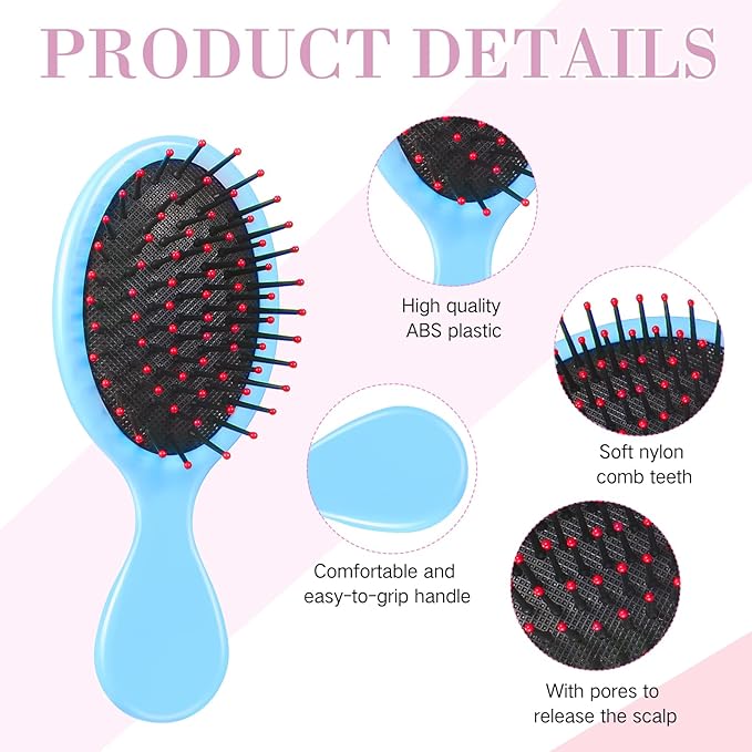 100 Mini Soft Bristle Travel Detangling Brush for All Hair Types - Glides Through Women's Tangles and Knots with Ease (Multicolor)