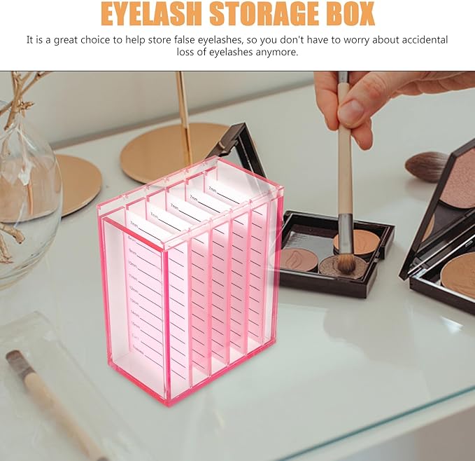 Cabilock 5-layer Acrylic False Eyelash Storage Box Large Lash Organizer Case for Travel and Makeup with Sturdy Lash Holder in Rose Red