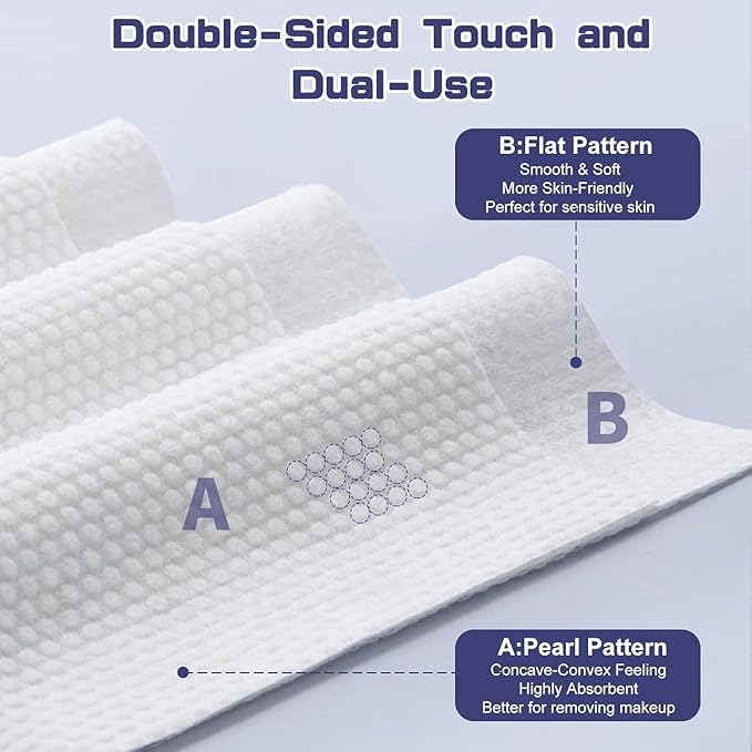Disposable Face Towel, 600 Count Face Towels, for Washing Soft Cotton Dry Wipes Facial Cloths Towelettes for Washing and Drying, Facial Tissue for Cleansing, Skincare and Makeup Remover