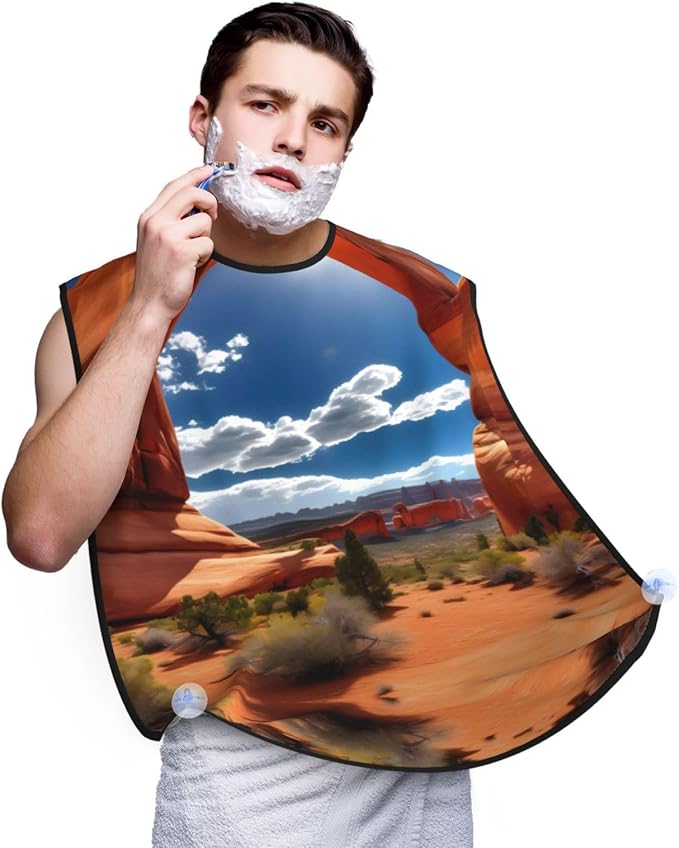 Flag Of Georgia Print Beard Bib Shaving Apron, Beard Hair Trimming Cape Gift For Dad