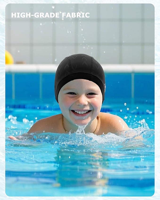 Firesara Fishtail Fabric Swim Cap for Men Women, Breathable High Elasticity Swimming Cap Hair Protection Quick Dry Soft for Long Hair Short Hair, Kids Boys and Girls