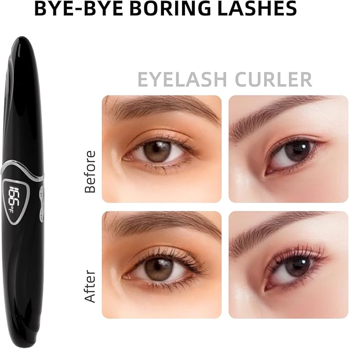 Heated Eyelash Curler, S600 Heated Lash Curler, Accurate Temperature Control Electric Eyelash Curler Heated - Intelligent Power Off, Long Lasting (Black/Silver, S600-148MM)