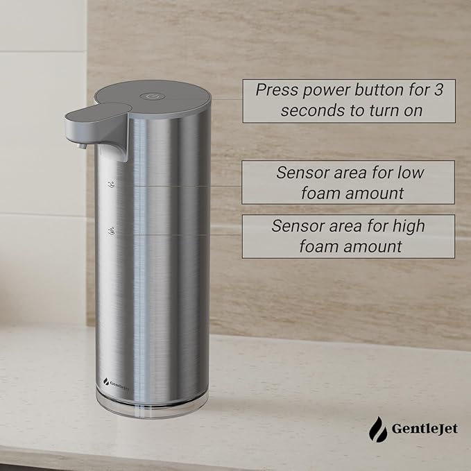 EasyFoam Automatic Foaming Soap Dispenser – Touchless Sensor, USB-C Rechargeable, 304 Stainless Steel, IPX5 Waterproof for Bathroom Kitchen Sink, 280 ml