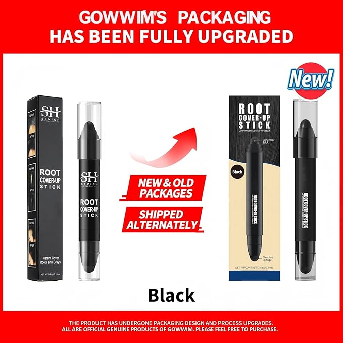 gowwim Root Touch Up Dark Brown, Quick Stick Instant Concealer for Roots and Grays (Black)