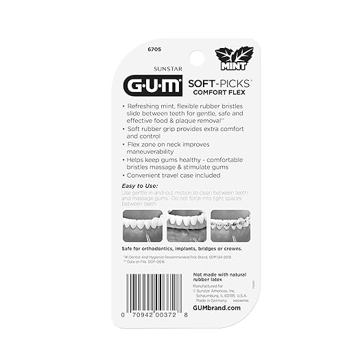 GUM Soft-Picks Comfort Flex, Mint, Dental Picks for Teeth Cleaning Health, Disposable Interdental Brushes with Convenient Carry Case, Dentist Recommended, 80 Count (Pack of 4) 320 Total