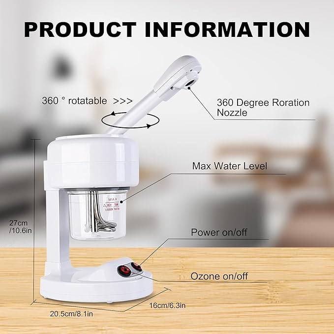 Mini Facial Steamer for Salon and Spa - Desk Ozone Face Steamer for Personal Care - Portable Steam Machine